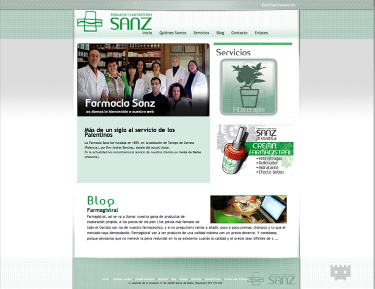 Diseño de paginas web en Palencia - Farmacia Sanz